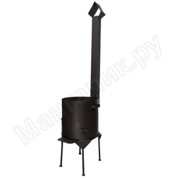 Hearth for cauldron 8l "Lux", 3 mm, with pipe and damper