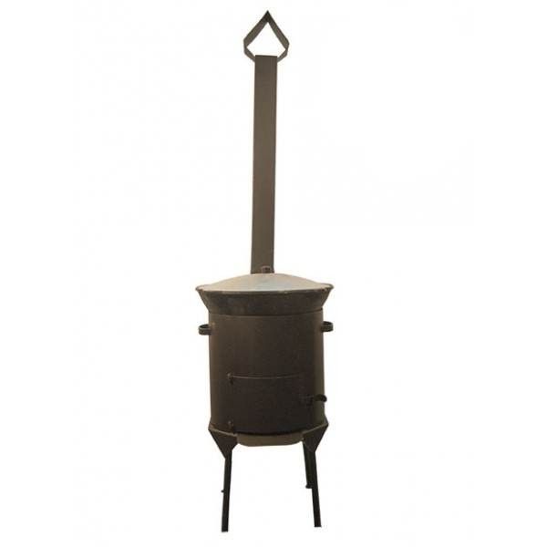 Cast iron cauldron 10l + Hearth with a pipe (reinforced)
