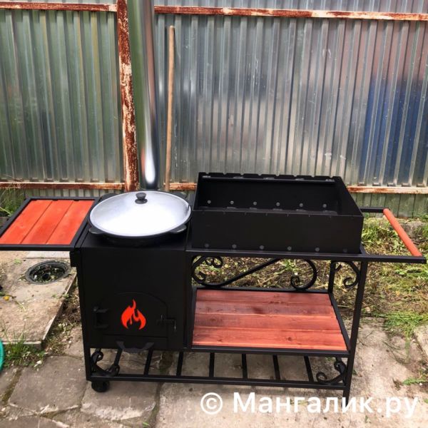 Brazier on wheels MM22P "Bogatyr" with a stove for a cauldron