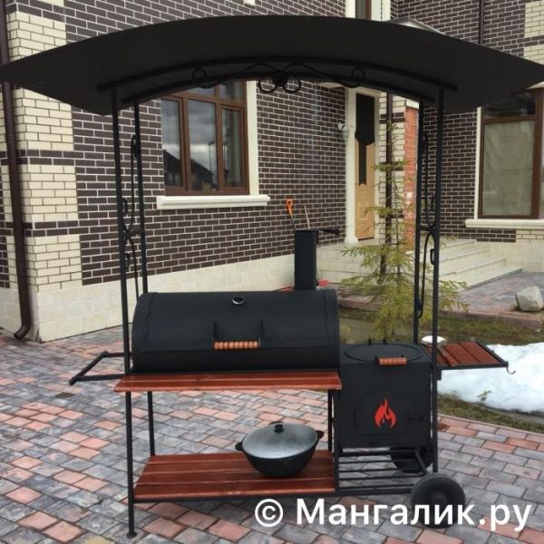 Smoker CM40 with a canopy (smokehouse, grill, barbecue, oven for a cauldron)