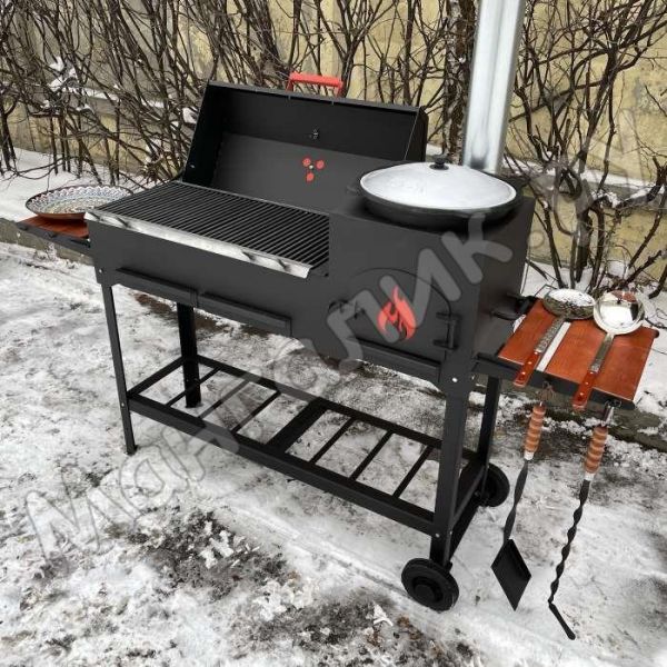 Oven-brazier PM-360 (metal 5 mm) with a grill and a lid-barbecue